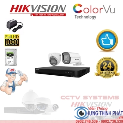 TRỌN BỘ 2 CAMERA QUAN SÁT HIKVISION FULL COLOR 2.0 MPX